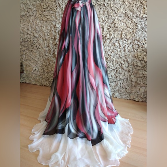 Custom made full length black/grey, red and white gown - Picture 5 of 10
